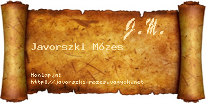 Javorszki Mózes névjegykártya